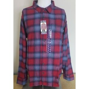 Eddie Bauer Men's Bristol Flannel Plaid Shirt Size‎ 2XL Rosewood Ombre Red